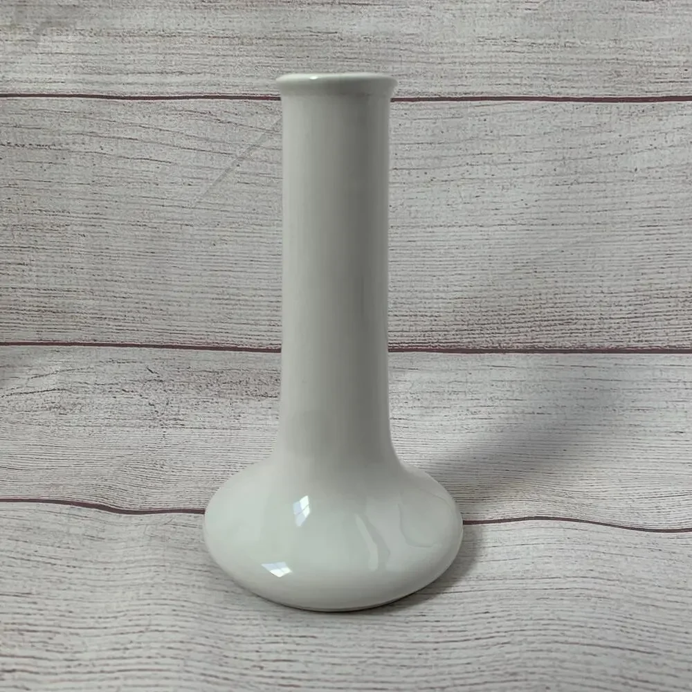 Vintage Hall Pottery USA White Ceramic Bud Vase 631 1/2 Mid Century Modern 6